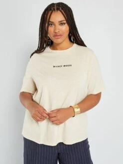 Camiseta De 'Mickey Mousse' De Manga Corta - BEIGE