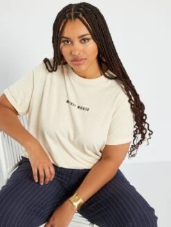 Camiseta De 'Mickey Mousse' De Manga Corta - BEIGE -Zalaris Tienda camiseta de mickey mousse de manga corta beige aid44 1 frb4