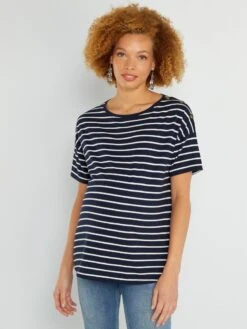 Camiseta De Premamá Con Cuello Redondo - AZUL