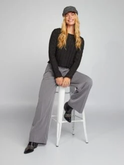 Camiseta De Punto Calado - Negro