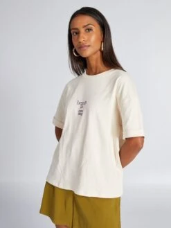 Camiseta De Punto Con Bordado - BEIGE -Zalaris Tienda camiseta de punto con bordado beige avz54 3 frb3