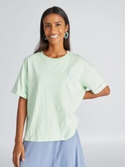 Camiseta De Punto Con Bordado - VERDE -Zalaris Tienda camiseta de punto con bordado verde avz54 2 frb5