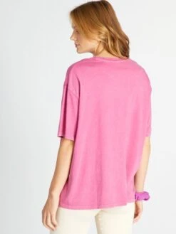 Camiseta De Punto Con Estampado - CORAZON ROSA -Zalaris Tienda camiseta de punto con estampado corazon rosa arf03 2 frb3