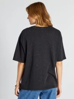 Camiseta De Punto Con Estampado - VIDA NEGRA -Zalaris Tienda camiseta de punto con estampado vida negra arf03 1 frb4