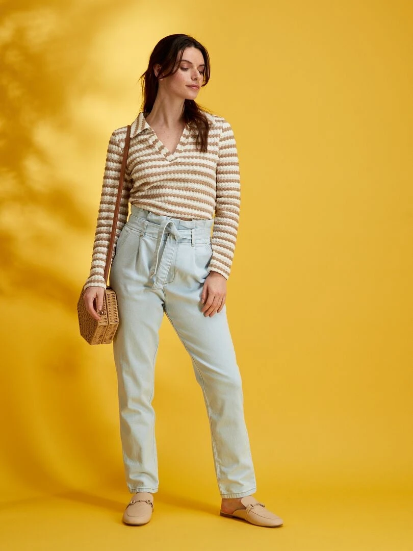 Camiseta De Punto Croché - BEIGE 4 Camiseta De Punto Croché - BEIGE - Imagen 2