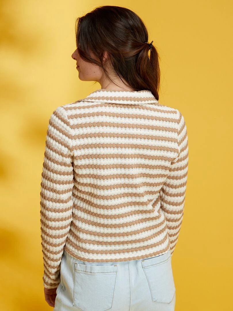 Camiseta De Punto Croché - BEIGE 6 Camiseta De Punto Croché - BEIGE - Imagen 4