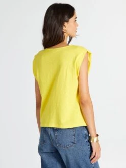 Camiseta De Punto De Canalé Con Calados - AMARILLO -Zalaris Tienda camiseta de punto de canale con calados amarillo asa79 2 frb4