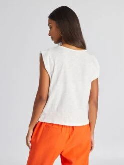 Camiseta De Punto De Canalé Con Calados - BEIGE -Zalaris Tienda camiseta de punto de canale con calados beige asa79 1 frb3