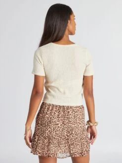 Camiseta De Punto Gofrado - BEIGE -Zalaris Tienda camiseta de punto gofrado beige avx07 2 frb4