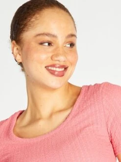 Camiseta De Punto Gofrado - Rosa -Zalaris Tienda camiseta de punto gofrado rosa avx07 4 frb3