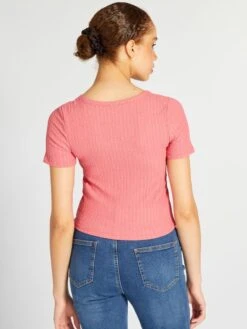 Camiseta De Punto Gofrado - Rosa -Zalaris Tienda camiseta de punto gofrado rosa avx07 4 frb4