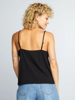 Camiseta De Tirantes Con Bordados - Negro -Zalaris Tienda camiseta de tirantes con bordados negro asm29 3 frb4