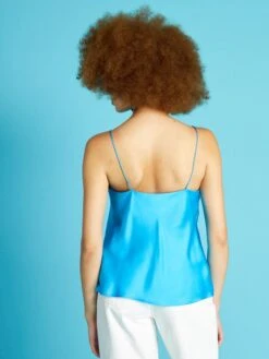 Camiseta De Tirantes Con Cuello Drapeado - Azul -Zalaris Tienda camiseta de tirantes con cuello drapeado azul aup28 1 frb3