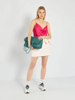 Camiseta De Tirantes Con Cuello Drapeado - Rosa -Zalaris Tienda camiseta de tirantes con cuello drapeado rosa aup28 2 frb2