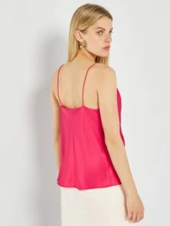 Camiseta De Tirantes Con Cuello Drapeado - Rosa -Zalaris Tienda camiseta de tirantes con cuello drapeado rosa aup28 2 frb3