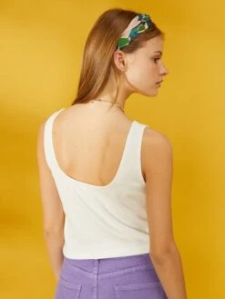 Camiseta De Tirantes Con Escote Cuadrado Efecto Corsé - Blanco -Zalaris Tienda camiseta de tirantes con escote cuadrado efecto corse blanco adp13 1 frb3