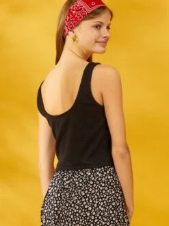 Camiseta De Tirantes Con Escote Cuadrado Efecto Corsé - Negro -Zalaris Tienda camiseta de tirantes con escote cuadrado efecto corse negro adp13 2 frb3