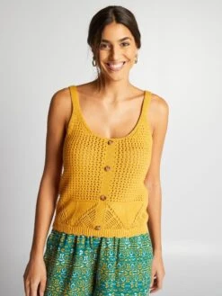 Camiseta De Tirantes De Croché - AMARILLO -Zalaris Tienda camiseta de tirantes de croche amarillo ajd71 2 frb3