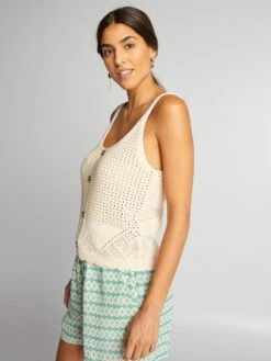 Camiseta De Tirantes De Croché - BEIGE -Zalaris Tienda camiseta de tirantes de croche beige ajd71 4 frb3