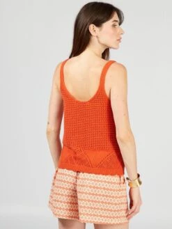 Camiseta De Tirantes De Croché - NARANJA -Zalaris Tienda camiseta de tirantes de croche naranja ajd71 3 frb3