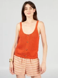 Camiseta De Tirantes De Croché - NARANJA -Zalaris Tienda camiseta de tirantes de croche naranja ajd71 3 frb4