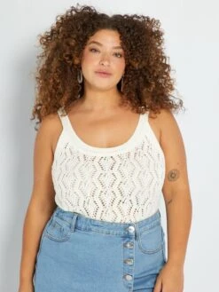 Camiseta De Tirantes De Ganchillo - Blanco