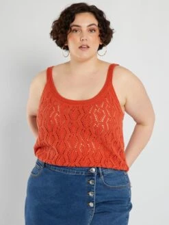 Camiseta De Tirantes De Ganchillo - Naranja