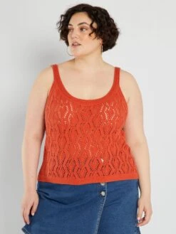 Camiseta De Tirantes De Ganchillo - Naranja -Zalaris Tienda camiseta de tirantes de ganchillo naranja aet45 2 frb3