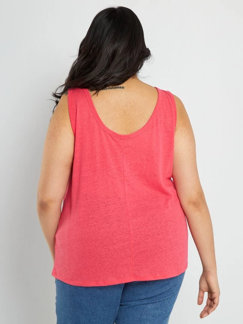 Camiseta De Tirantes De Lino Liso - Rosa 5 Camiseta De Tirantes De Lino Liso - Rosa - Imagen 3