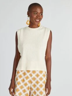 Camiseta De Tirantes De Punto Calado - AS BEIGE -Zalaris Tienda camiseta de tirantes de punto calado as beige azz78 1 frb7