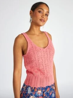 Camiseta De Tirantes De Punto Croché - Rosa -Zalaris Tienda camiseta de tirantes de punto croche rosa amw15 3 frb3