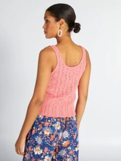 Camiseta De Tirantes De Punto Croché - Rosa -Zalaris Tienda camiseta de tirantes de punto croche rosa amw15 3 frb4