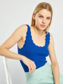 Camiseta De Tirantes De Punto De Canalé 'JDY' - Azul