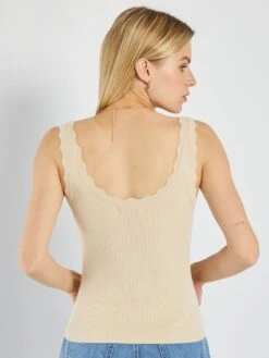 Camiseta De Tirantes De Punto De Canalé 'JDY' - BEIGE -Zalaris Tienda camiseta de tirantes de punto de canale jdy beige anw45 2 frb4