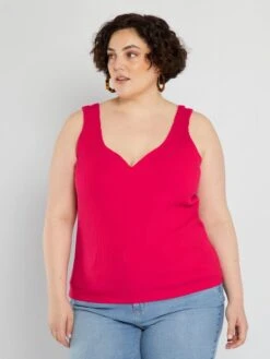 Camiseta De Tirantes De Punto De Canalé - Rosa -Zalaris Tienda camiseta de tirantes de punto de canale rosa asr90 3 frb3