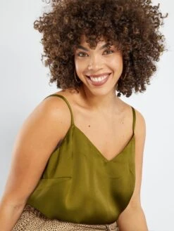 Camiseta De Tirantes Satinada - VERDE