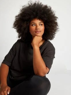 Camiseta Estampada Con Cuello Redondo - NEGRO -Zalaris Tienda camiseta estampada con cuello redondo negro ajy43 1 frb4