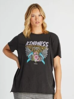 Camiseta Estampada Con Cuello Redondo 'Only' - Negro -Zalaris Tienda camiseta estampada con cuello redondo only negro amd92 1 frb3