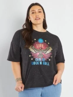 Camiseta Estampada De Manga Corta - NEGRO -Zalaris Tienda camiseta estampada de manga corta negro aqt78 1 frb3