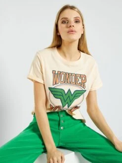 Camiseta Estampada 'Wonder Woman' 'DC Comics Originals' - BEIGE