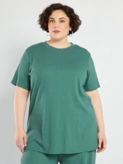 Camiseta Lisa De Canalé - VERDE