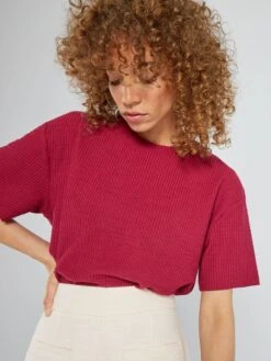 Camiseta Lisa De Manga Corta - REMOLACHA ROJA