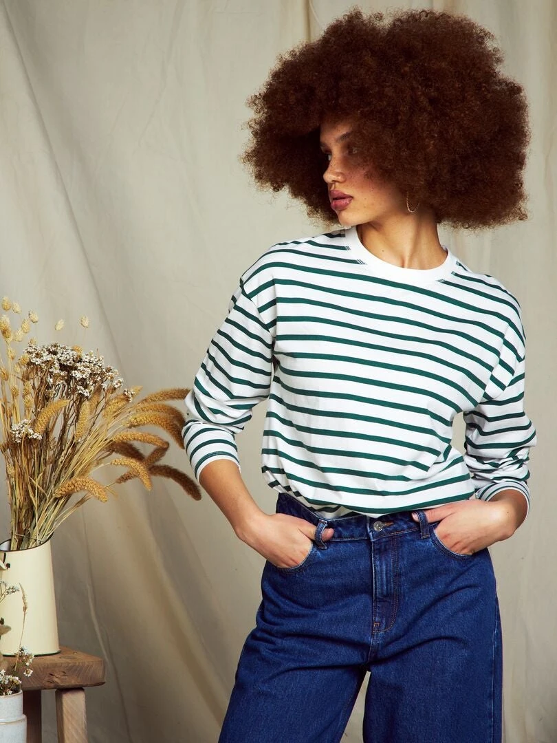 Camiseta Marinera De Punto - Blanco Verde 3 Camiseta Marinera De Punto - Blanco Verde