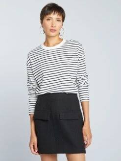 Camiseta Marinera De Punto - Branco/preto