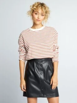 Camiseta Marinera De Punto - Naranja/blanco