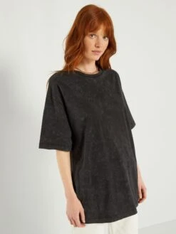 Camiseta Oversize De Algodón - Negro