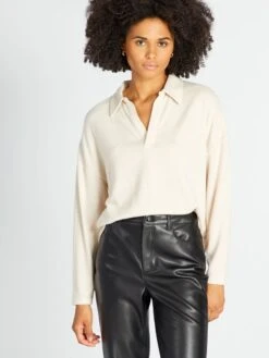 Camiseta Polo De Punto Suave - VL_BEIGE