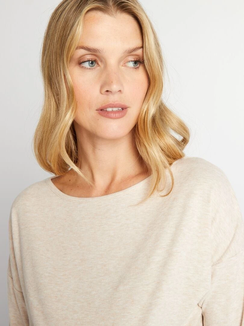 Camiseta Premamá De Material De Jersey - BEIGE 6 Camiseta Premamá De Material De Jersey - BEIGE - Imagen 4