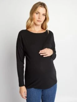 Camiseta Premamá De Material De Jersey - Negro -Zalaris Tienda camiseta premama de material de jersey negro ala76 3 frb2