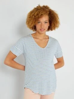 Camiseta Premamá De Rayas - AZUL